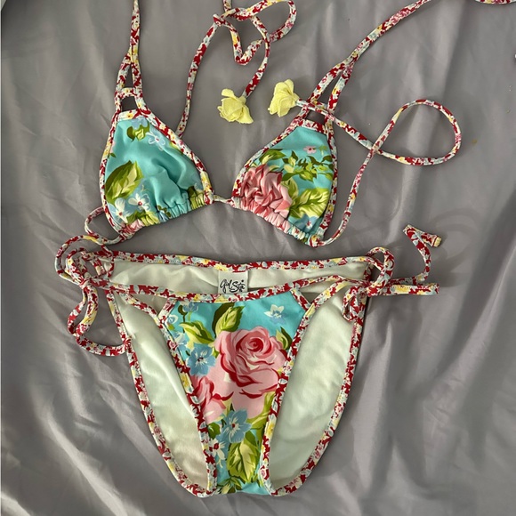 Other - “GIRL STAR” Rose Print Bikini